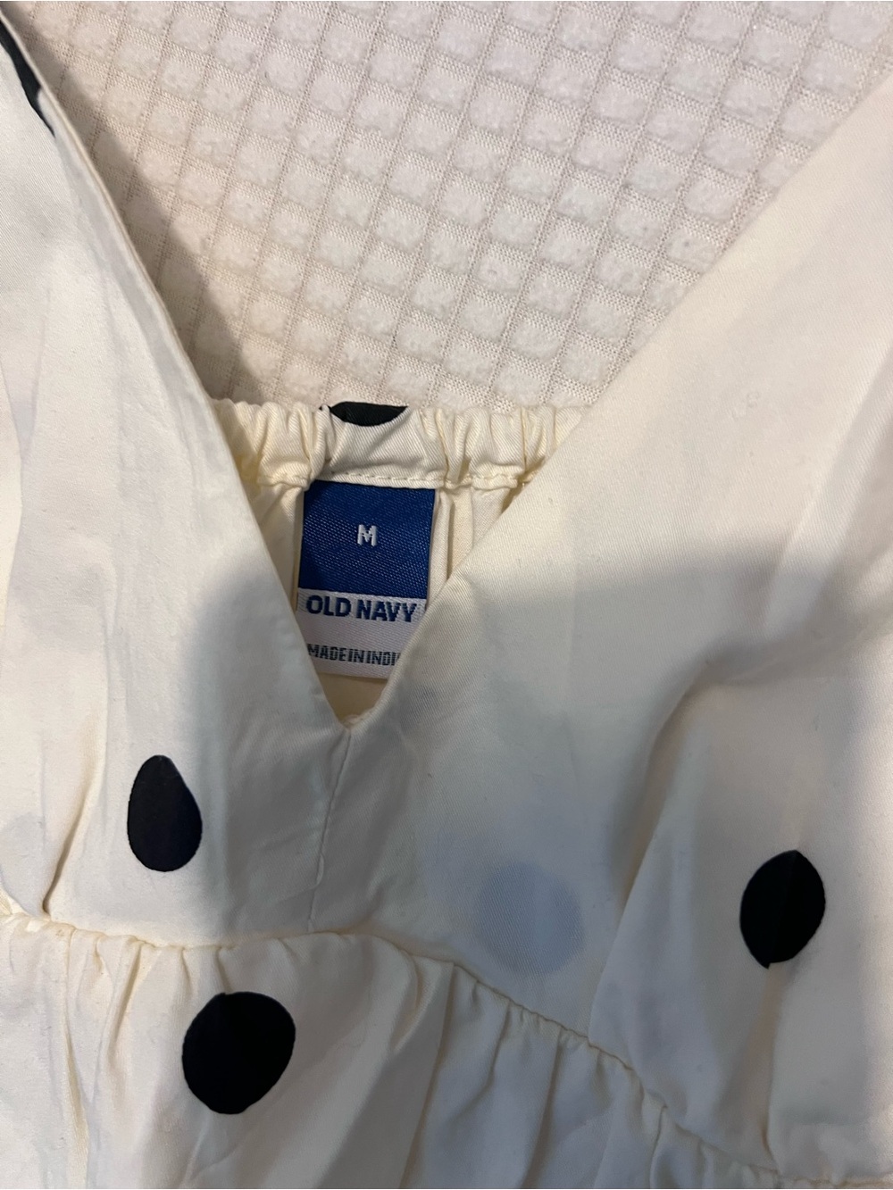 Old Navy Cream and Black Polka Dot Midi Dress - Picture 3 of 3